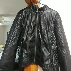 jessica Simpson faux leather quilted moto jacket